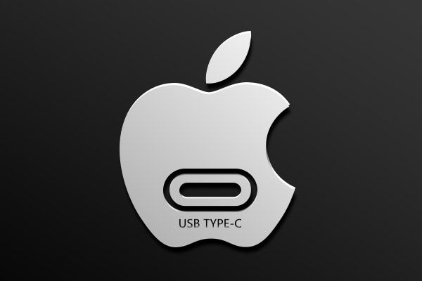 Apple Logo with USB Type C Port.