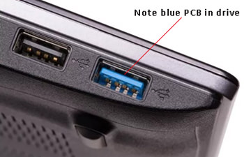 Note blue PCB in drive
