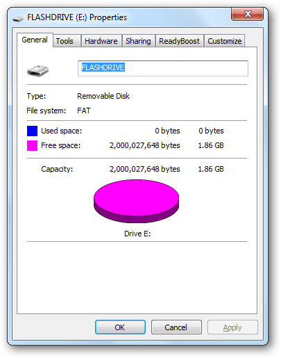 Flash Drive Properties