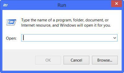 Finestra di dialogo di esecuzione di Windows 8