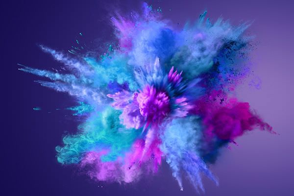 explosion of colored powder