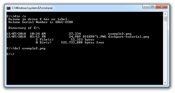 delete file in command window