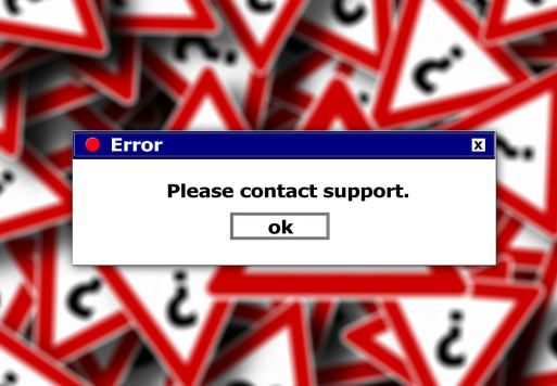 Please contact support error pop up window