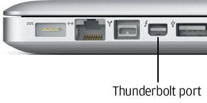 Close up of Thunderbolt port on a Mac book