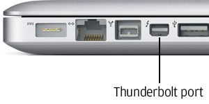 Close up of Thunderbolt port on a Mac book