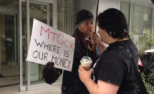 One-man protest out front of MtGox