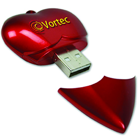 heart shaped usb drive with silscreen printing