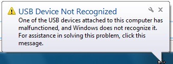 USB Device Not Recognized