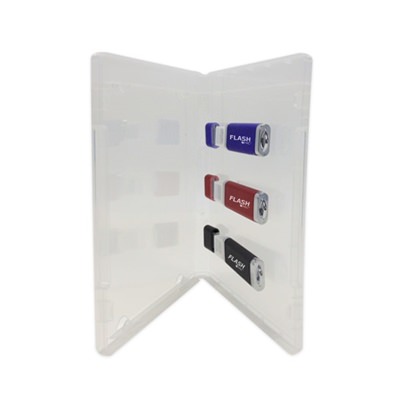 USDM Flash Pac® 3-Up USB Flash Drive Case Super Clear w/Logo
