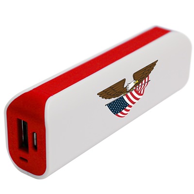 White & Red USA Flag 1800mAh USB Mobile Charger
