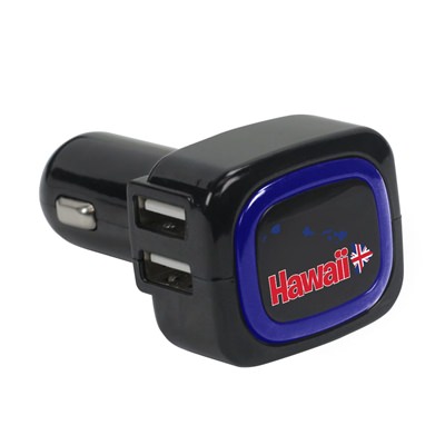 Black Hawaii Islands Light-Up 4-Port Car Charger
