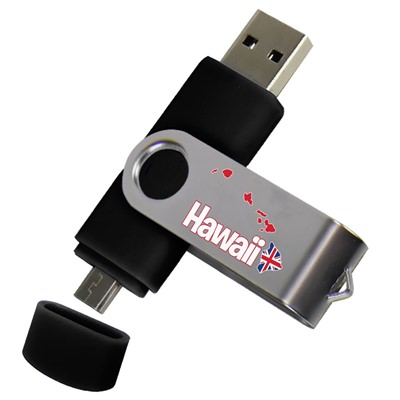 Black Hawaii Islands Dual Pro Micro to USB 32GB Drive
