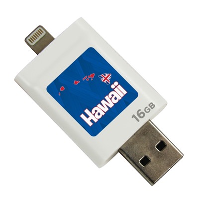 White Hawaii Islands iFlash Lightning to USB 16GB Drive

