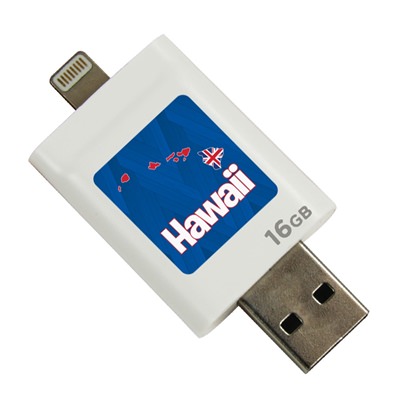 White Hawaii Islands iFlash Lightning to USB 16GB Drive
