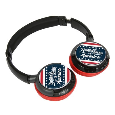 Black & Red USA Flag Sonic Jam Bluetooth® Headphones
