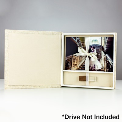 Custom Linen Impression 4"x6" Photo and USB Box
