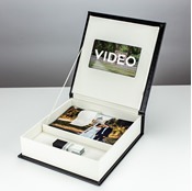 
Black Leather Bespoke Video & Photo Box with USB for 4"x6" Photos