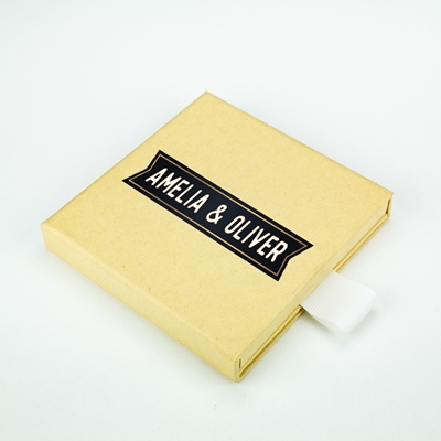 Yellow Kraft Hidden Slide Custom USB Box
